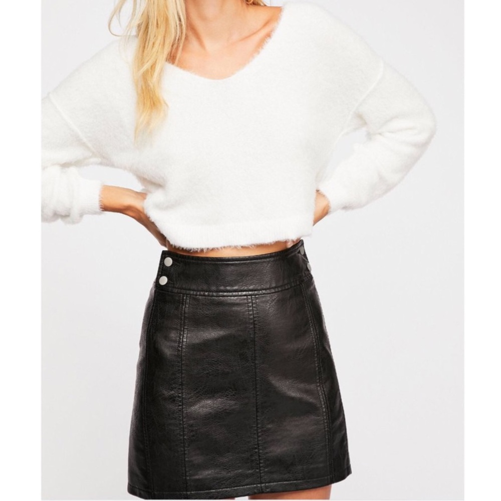 Free People Retro Vegan Leather Mini Skirt